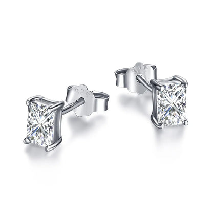 1 Pair Simple Style Classic Style Commute Geometric Heart Shape Plating Inlay Sterling Silver Zircon Ear Studs