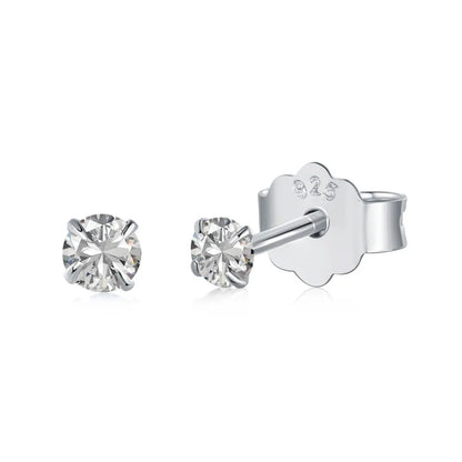 1 Pair Simple Style Classic Style Commute Geometric Heart Shape Plating Inlay Sterling Silver Zircon Ear Studs