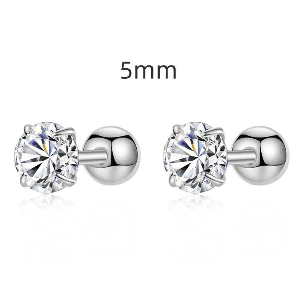 1 Pair Simple Style Classic Style Commute Geometric Heart Shape Plating Inlay Sterling Silver Zircon Ear Studs