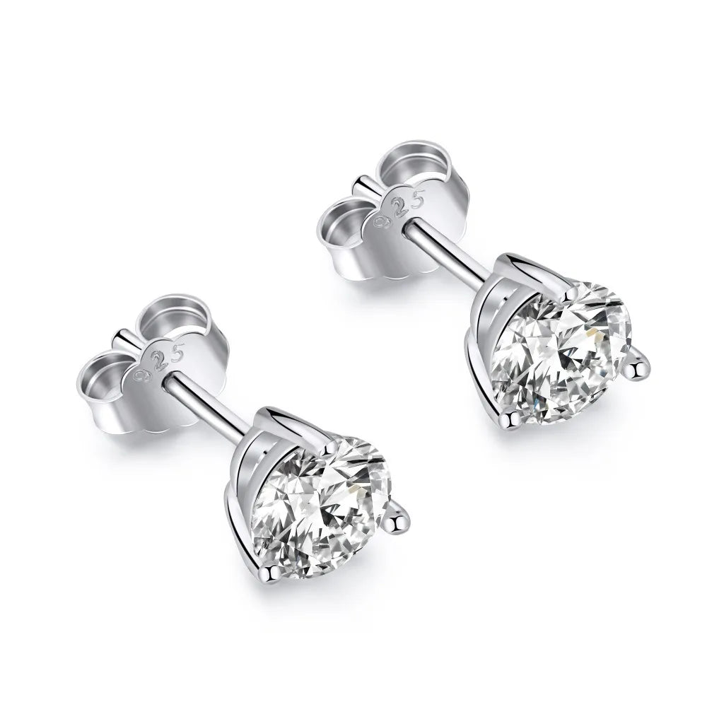 1 Pair Simple Style Classic Style Commute Geometric Heart Shape Plating Inlay Sterling Silver Zircon Ear Studs