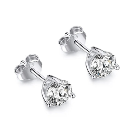 1 Pair Simple Style Classic Style Commute Geometric Heart Shape Plating Inlay Sterling Silver Zircon Ear Studs