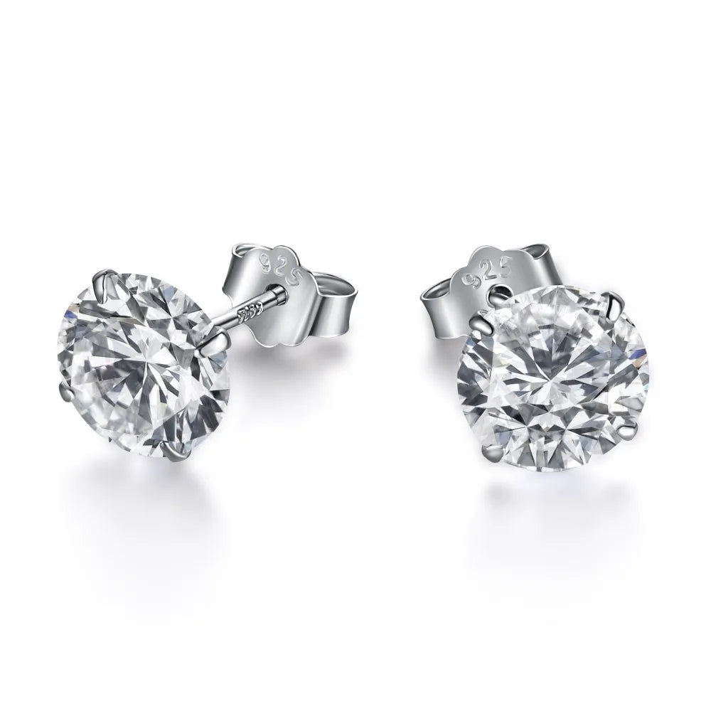 1 Pair Simple Style Classic Style Commute Geometric Heart Shape Plating Inlay Sterling Silver Zircon Ear Studs