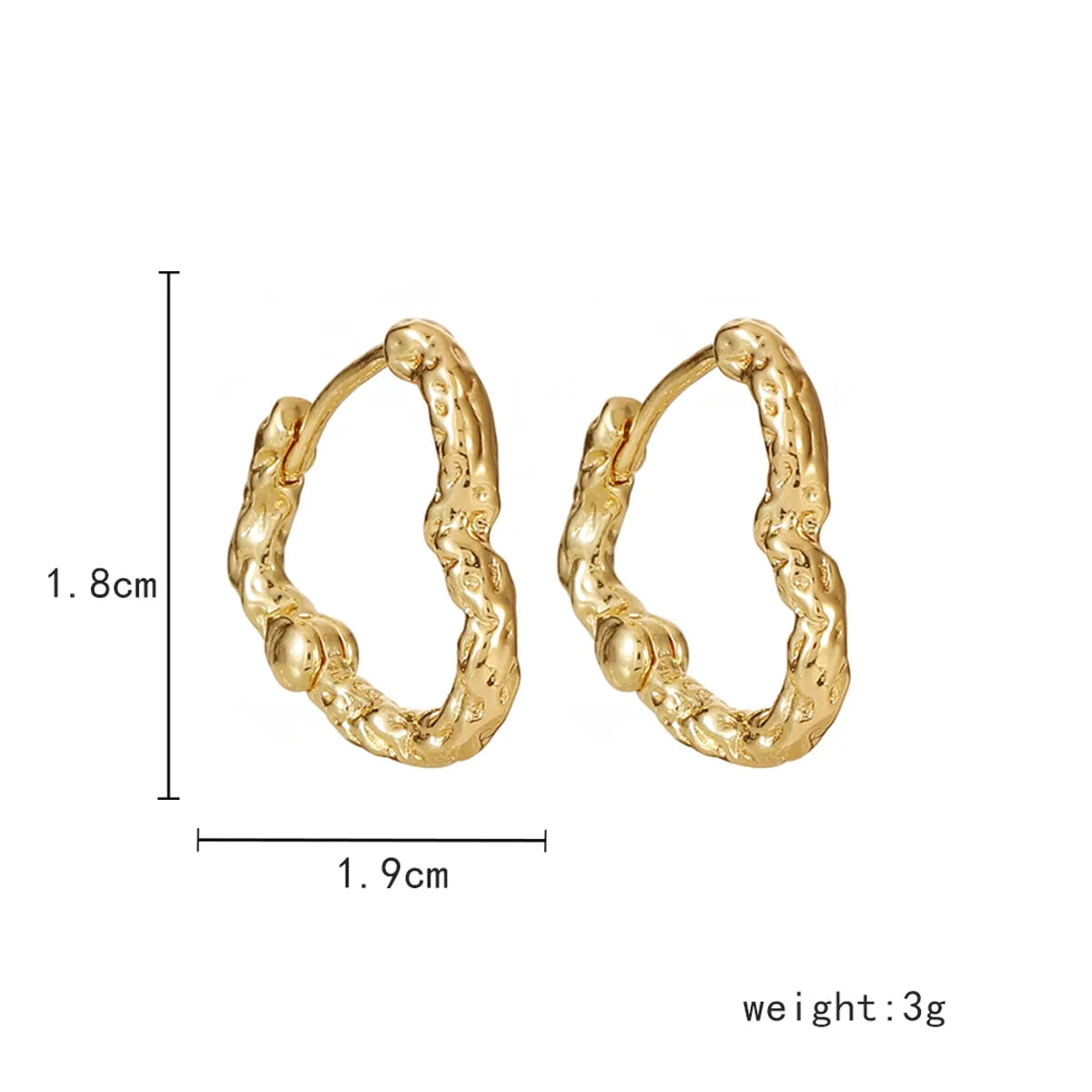 1 Pair Simple Style Classic Style Commute Heart Shape Hollow Out Copper 18K Gold Plated Earrings