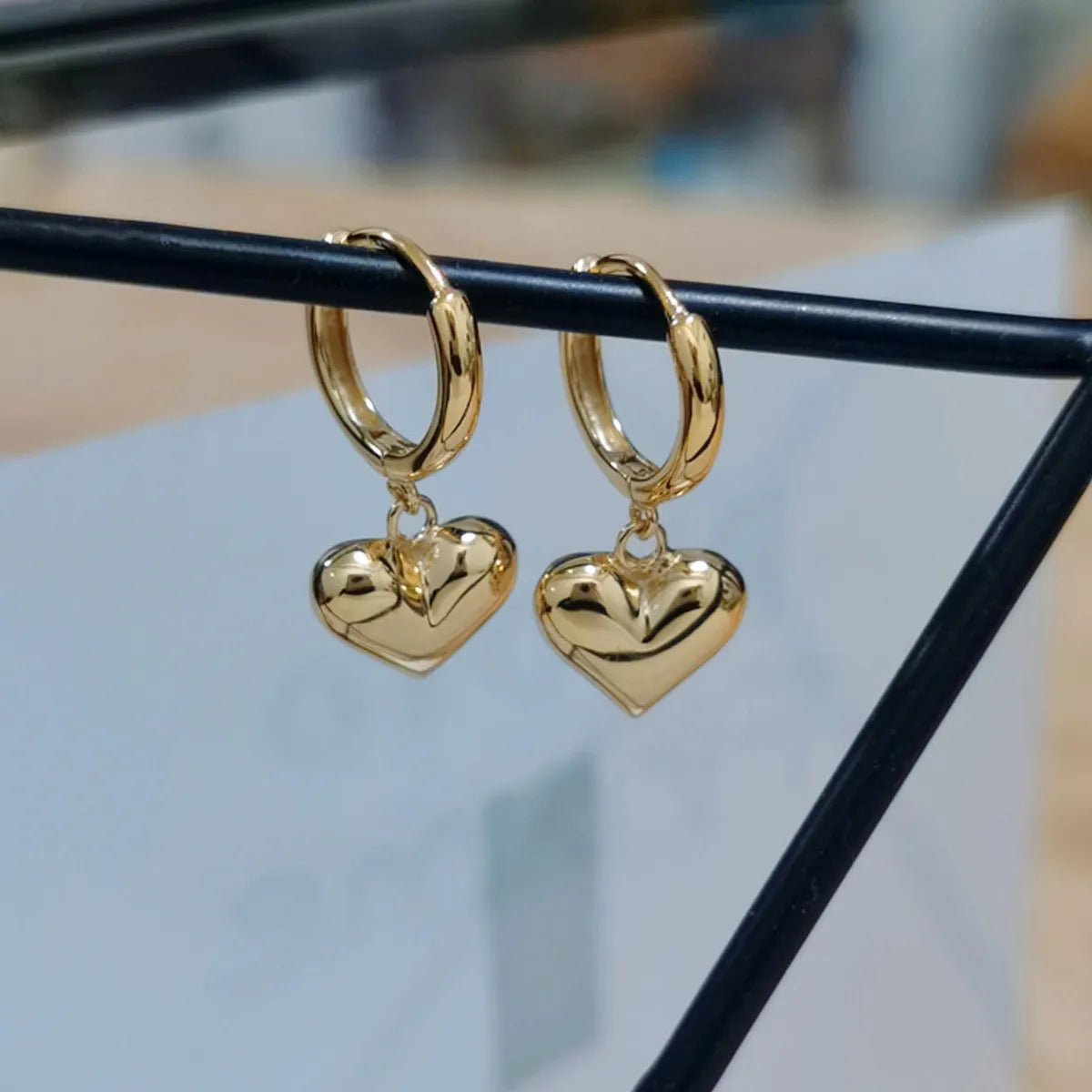 1 Pair Simple Style Classic Style Commute Heart Shape Plating Sterling Silver 14K Gold Plated White Gold Plated Drop Earrings