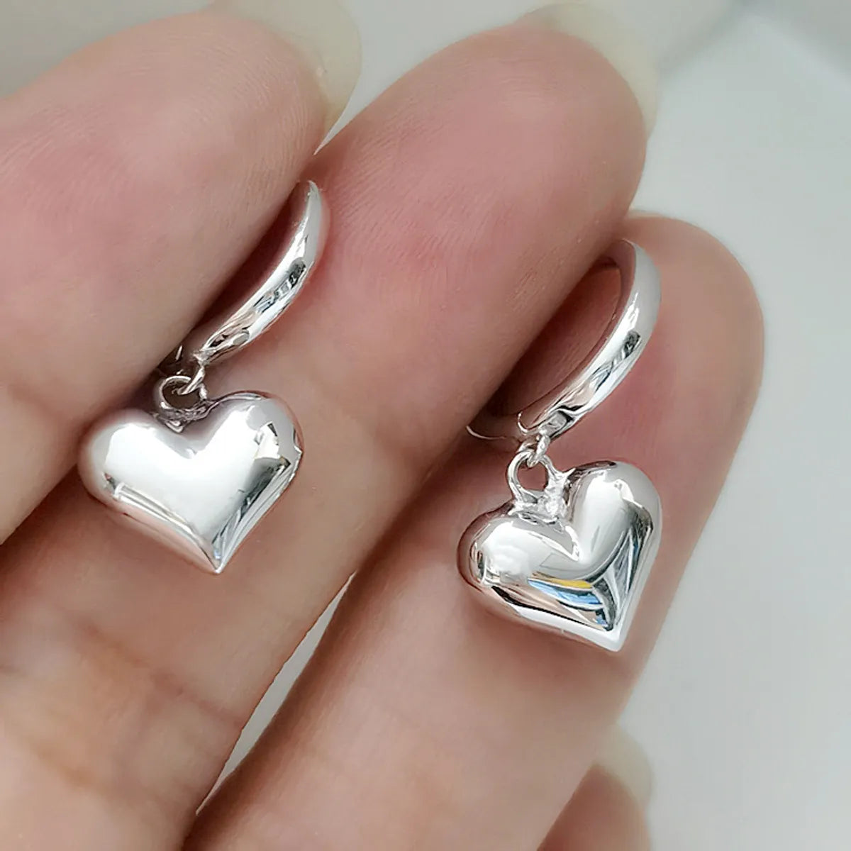 1 Pair Simple Style Classic Style Commute Heart Shape Plating Sterling Silver 14K Gold Plated White Gold Plated Drop Earrings