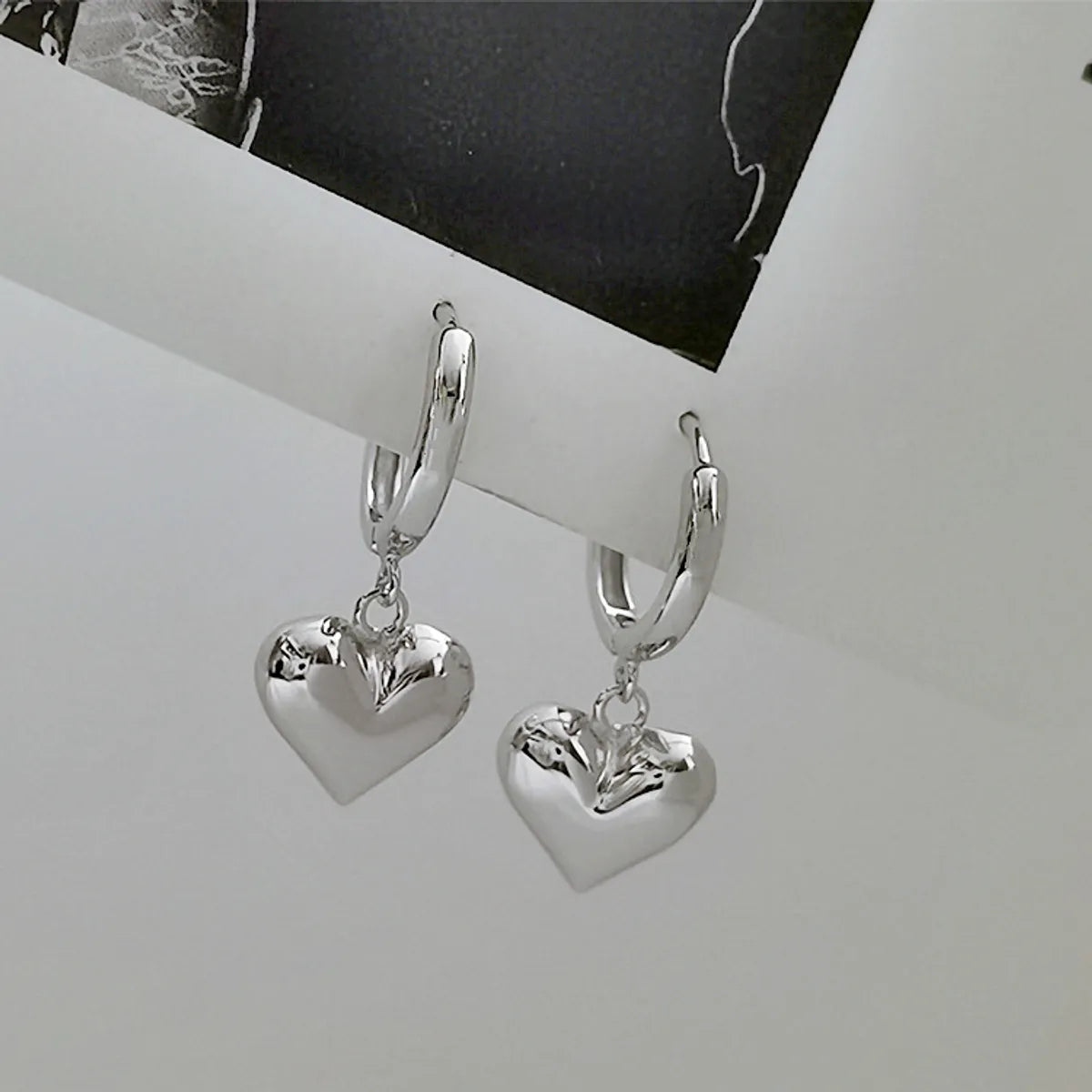 1 Pair Simple Style Classic Style Commute Heart Shape Plating Sterling Silver 14K Gold Plated White Gold Plated Drop Earrings