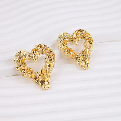 1 Pair Simple Style Classic Style Commute Heart Shape Plating Zinc Alloy Ear Studs