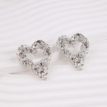 1 Pair Simple Style Classic Style Commute Heart Shape Plating Zinc Alloy Ear Studs