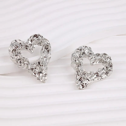 1 Pair Simple Style Classic Style Commute Heart Shape Plating Zinc Alloy Ear Studs