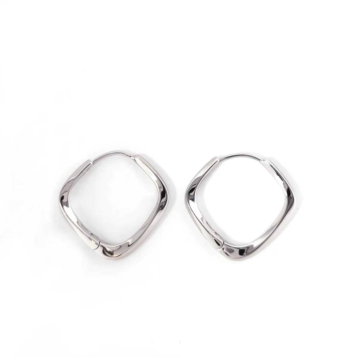 1 Pair Simple Style Classic Style Commute Rhombus Plating Sterling Silver Hoop Earrings