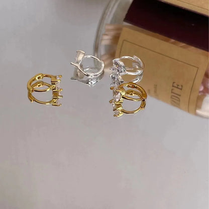 1 Pair Simple Style Classic Style Commute Solid Color Inlay Sterling Silver Zircon Ear Studs