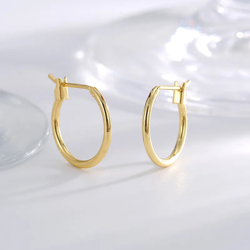 1 Pair Simple Style Classic Style Commute Solid Color Plating Copper 18k Gold Plated Hoop Earrings