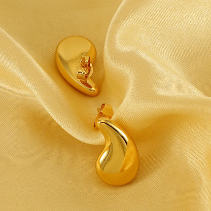 1 Pair Simple Style Classic Style Commute Solid Color Plating Stainless Steel Gold Plated Earrings