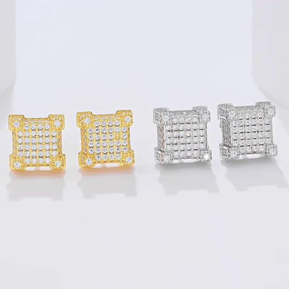 1 Pair Simple Style Classic Style Commute Square Inlay Sterling Silver Moissanite Ear Studs