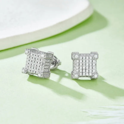 1 Pair Simple Style Classic Style Commute Square Inlay Sterling Silver Moissanite Ear Studs