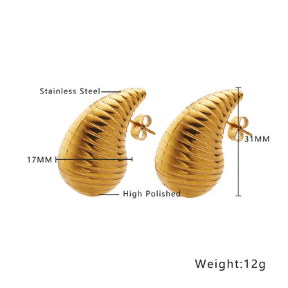 1 Pair Simple Style Classic Style Commute Water Droplets 304 Stainless Steel Titanium Steel 18K Gold Plated Ear Studs