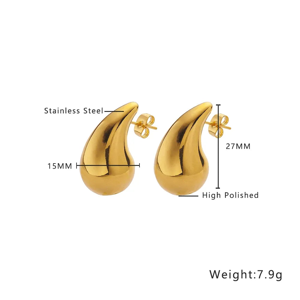 1 Pair Simple Style Classic Style Commute Water Droplets 304 Stainless Steel Titanium Steel 18K Gold Plated Ear Studs