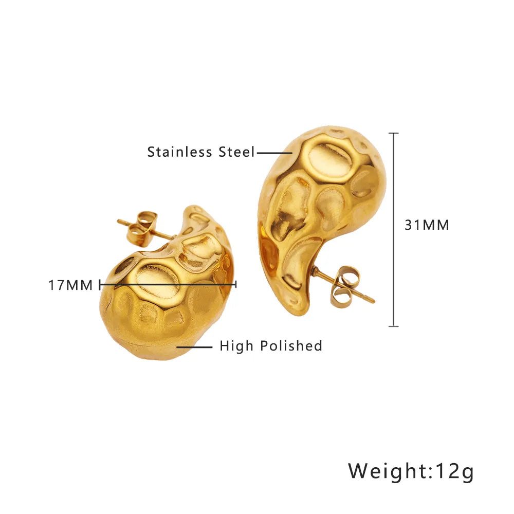 1 Pair Simple Style Classic Style Commute Water Droplets 304 Stainless Steel Titanium Steel 18K Gold Plated Ear Studs