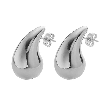 1 Pair Simple Style Classic Style Commute Water Droplets 304 Stainless Steel Titanium Steel 18K Gold Plated Ear Studs