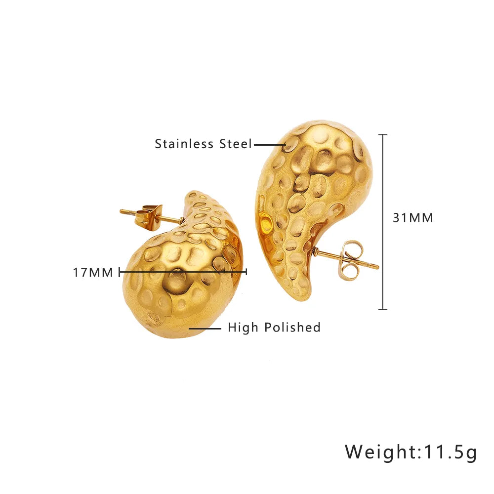 1 Pair Simple Style Classic Style Commute Water Droplets 304 Stainless Steel Titanium Steel 18K Gold Plated Ear Studs