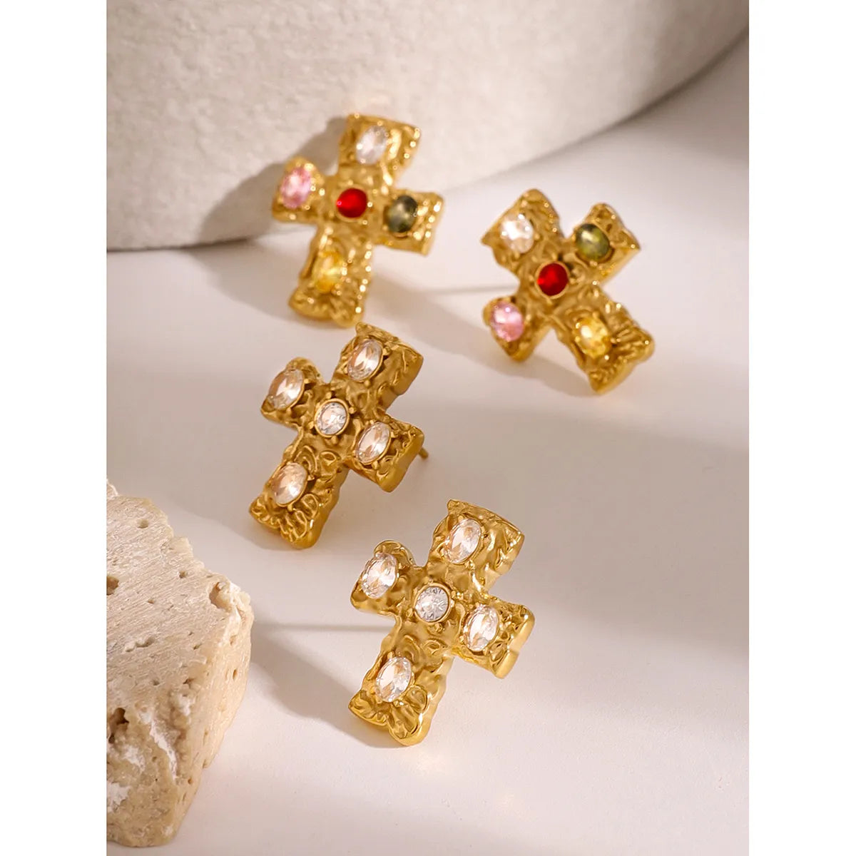 1 Pair Simple Style Classic Style Cross 304 Stainless Steel Ear Studs