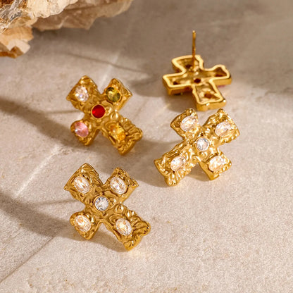 1 Pair Simple Style Classic Style Cross 304 Stainless Steel Ear Studs