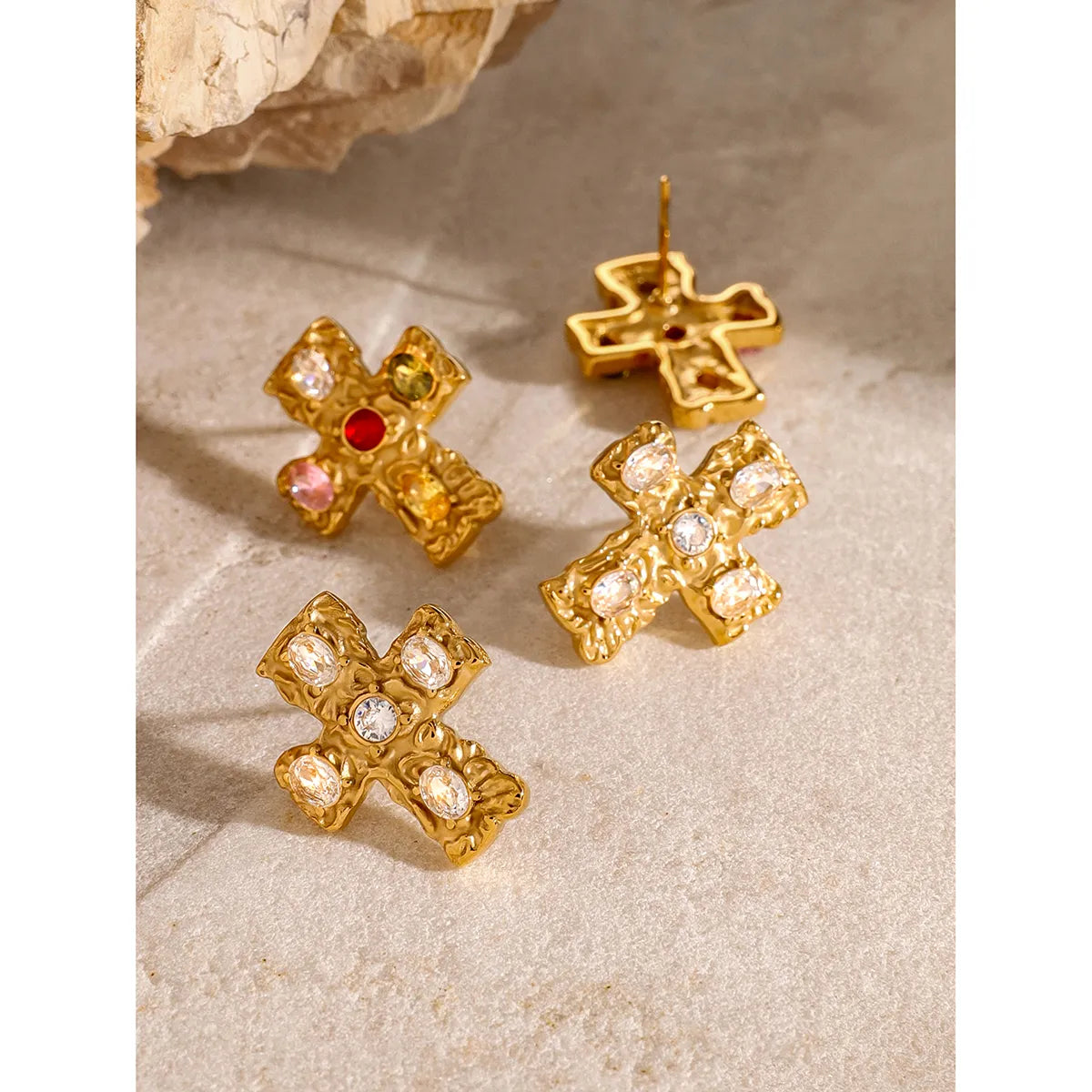 1 Pair Simple Style Classic Style Cross 304 Stainless Steel Ear Studs