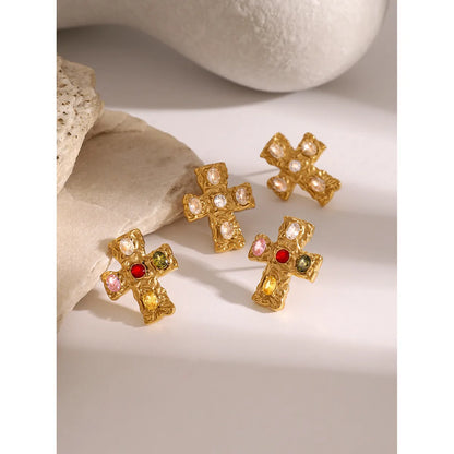 1 Pair Simple Style Classic Style Cross 304 Stainless Steel Ear Studs