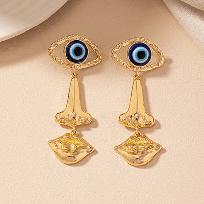 1 Pair Simple Style Classic Style Devil's Eye Plating Alloy Gold Plated Drop Earrings