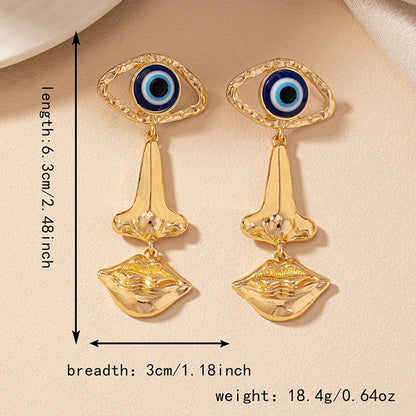 1 Pair Simple Style Classic Style Devil's Eye Plating Alloy Gold Plated Drop Earrings