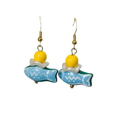 1 Pair Simple Style Classic Style Fish Ceramics Drop Earrings