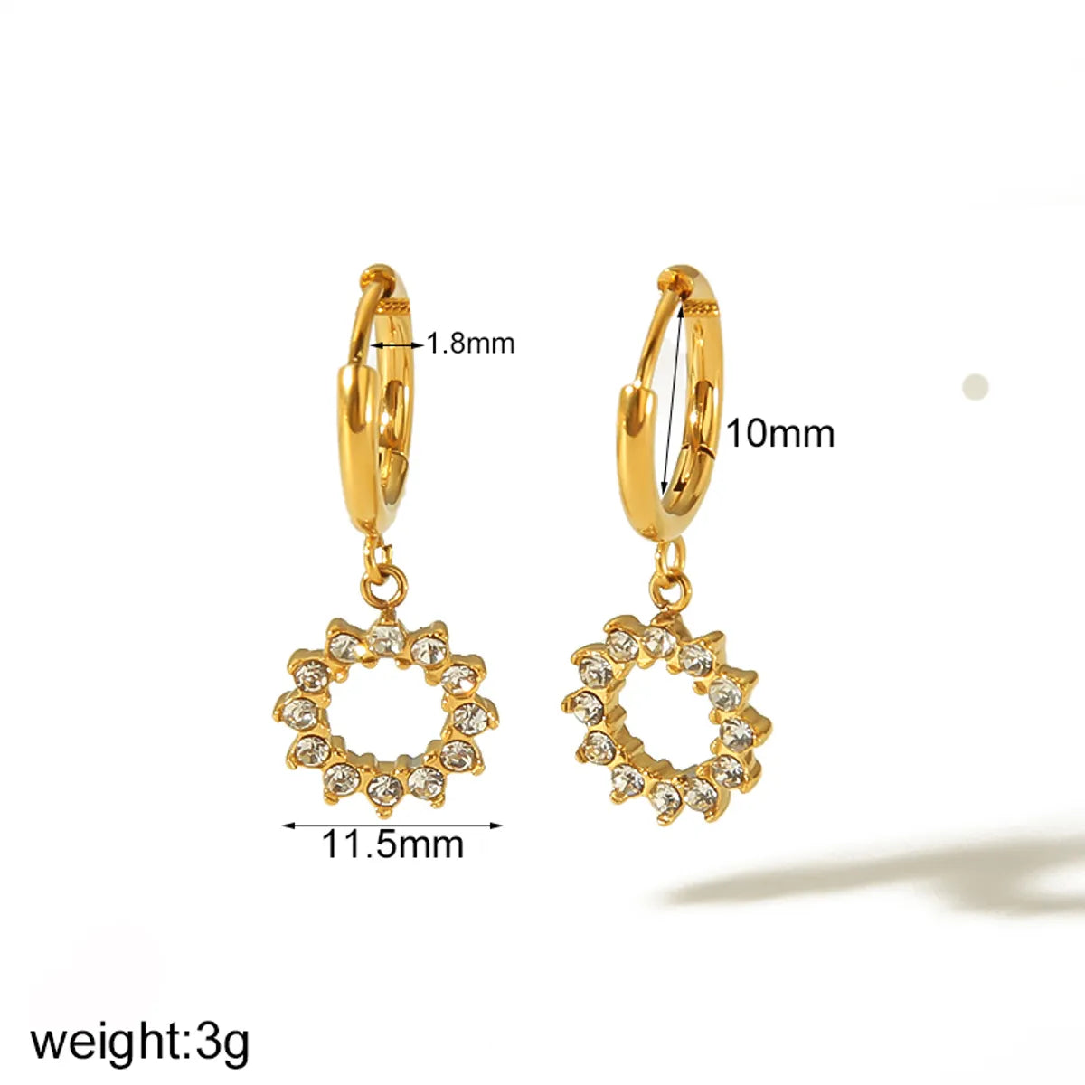 1 Pair Simple Style Classic Style Fish Tail Plating 304 Stainless Steel Zircon 18K Gold Plated Drop Earrings