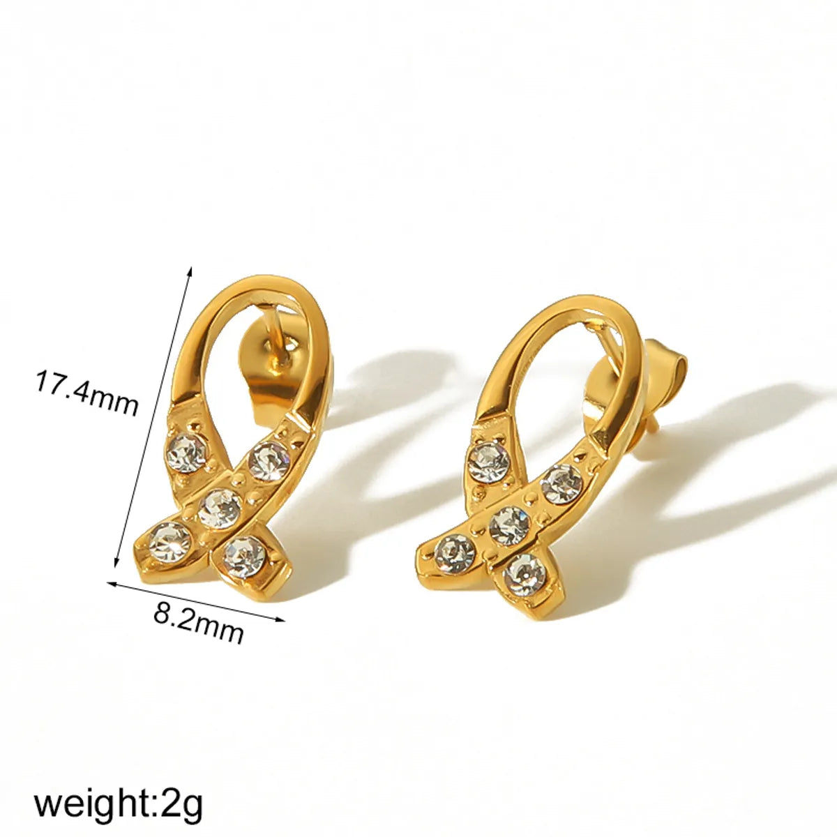 1 Pair Simple Style Classic Style Fish Tail Plating 304 Stainless Steel Zircon 18K Gold Plated Drop Earrings