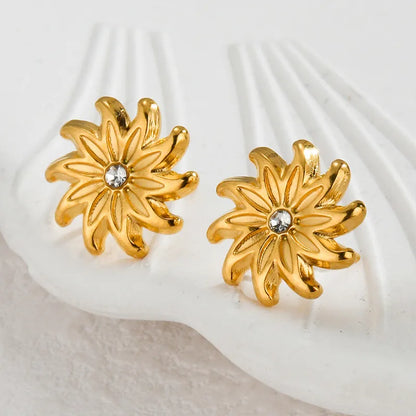 1 Pair Simple Style Classic Style Flower 304 Stainless Steel Ear Studs