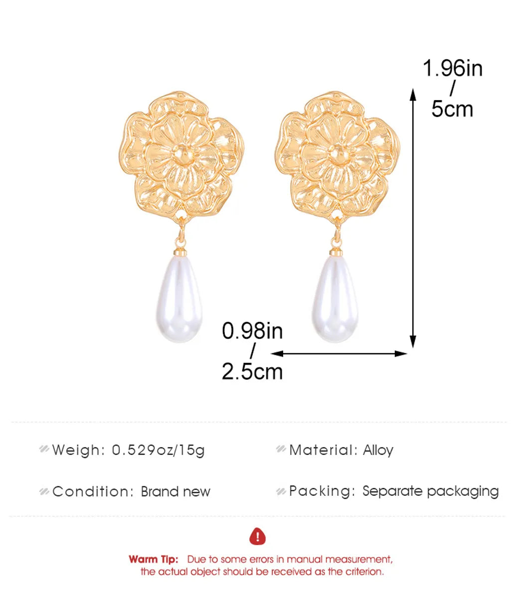 1 Pair Simple Style Classic Style Flower Alloy Drop Earrings