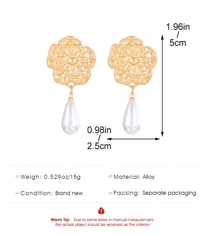 1 Pair Simple Style Classic Style Flower Alloy Drop Earrings