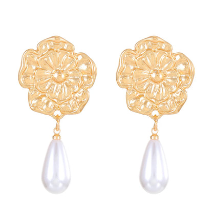 1 Pair Simple Style Classic Style Flower Alloy Drop Earrings