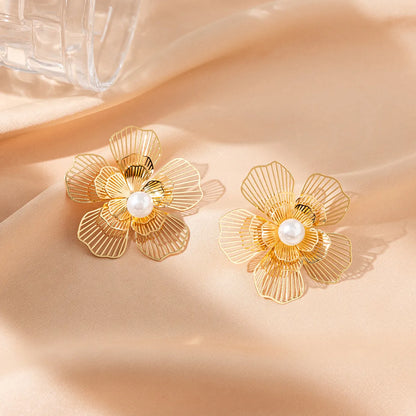 1 Pair Simple Style Classic Style Flower Butterfly 201 Stainless Steel Ear Studs