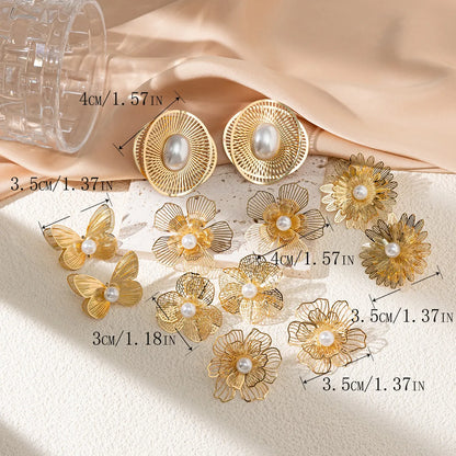 1 Pair Simple Style Classic Style Flower Butterfly 201 Stainless Steel Ear Studs