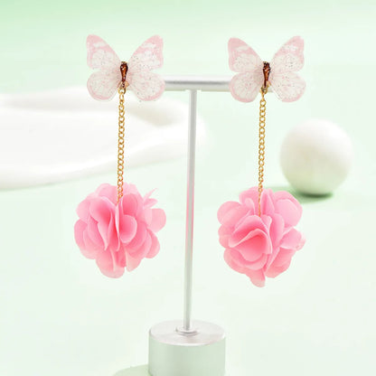 1 Pair Simple Style Classic Style Flower Flowers Arylic Drop Earrings