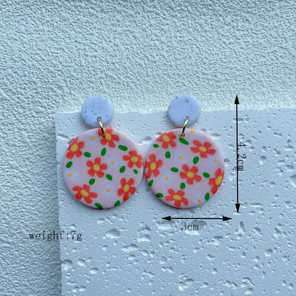 1 Pair Simple Style Classic Style Flower Handmade Soft Clay Drop Earrings