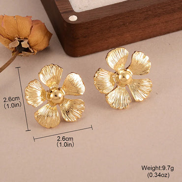 1 Pair Simple Style Classic Style Flower Inlay Alloy Copper Zircon 18K Gold Plated Ear Studs