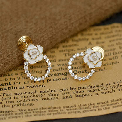 1 Pair Simple Style Classic Style Flower Inlay Copper Zircon 18K Gold Plated Ear Studs