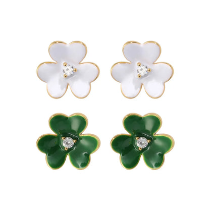 1 Pair Simple Style Classic Style Flower Inlay Copper Zircon Ear Studs