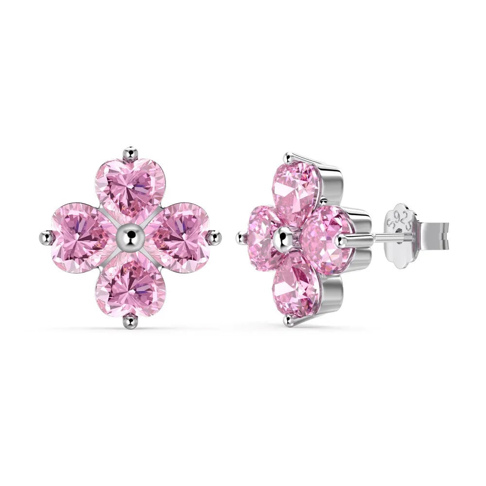 1 Pair Simple Style Classic Style Flower Inlay Sterling Silver Zircon Ear Studs