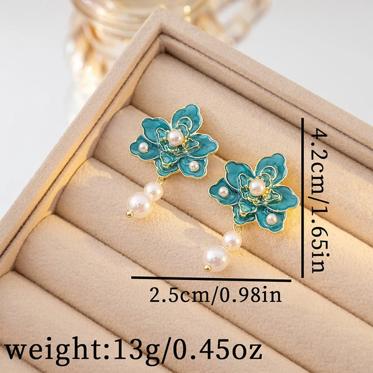 1 Pair Simple Style Classic Style Flower Inlay Zinc Alloy Pearl Drop Earrings