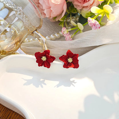 1 Pair Simple Style Classic Style Flower Iron Ear Studs