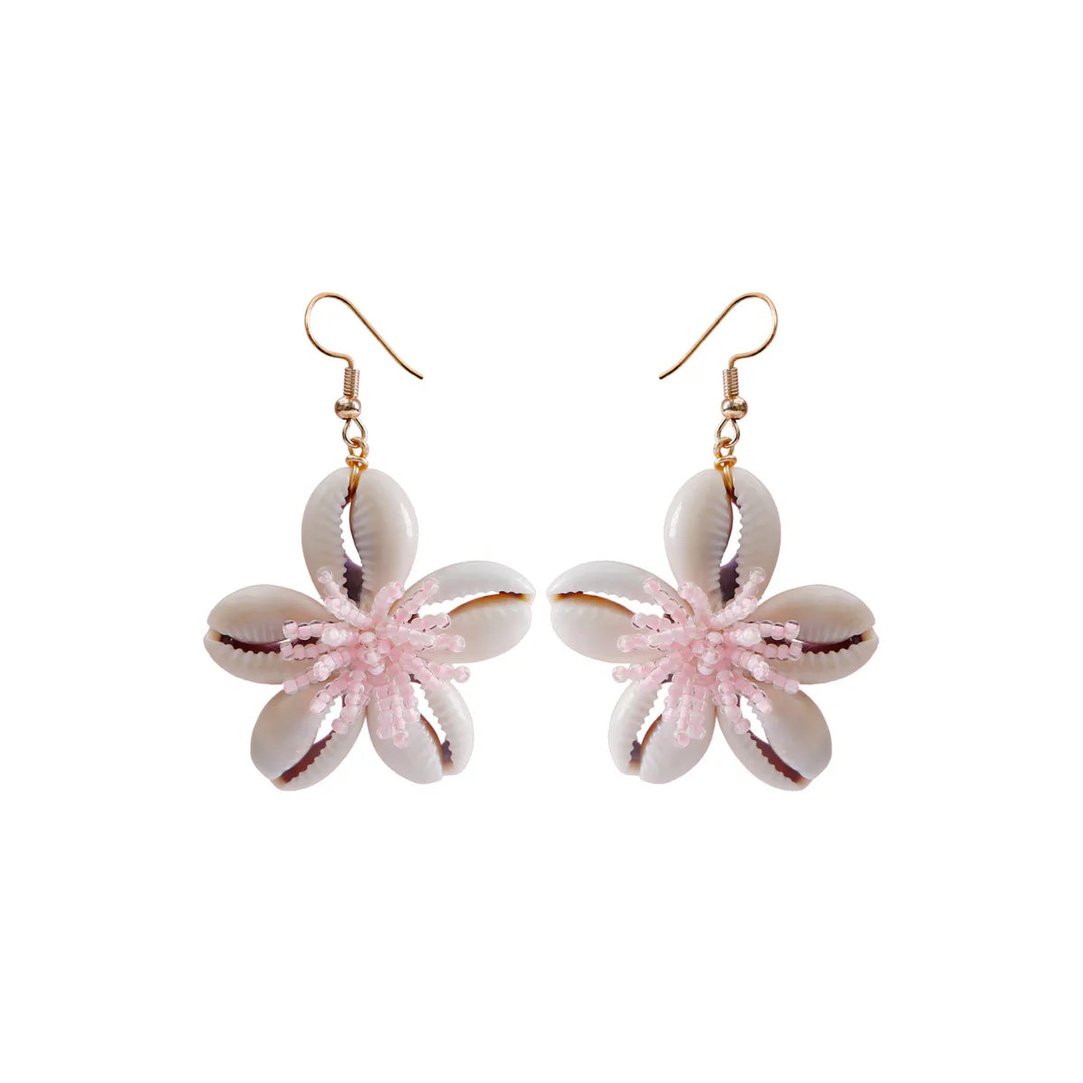 1 Pair Simple Style Classic Style Flower Patchwork Resin Shell Drop Earrings