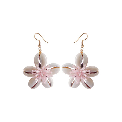 1 Pair Simple Style Classic Style Flower Patchwork Resin Shell Drop Earrings