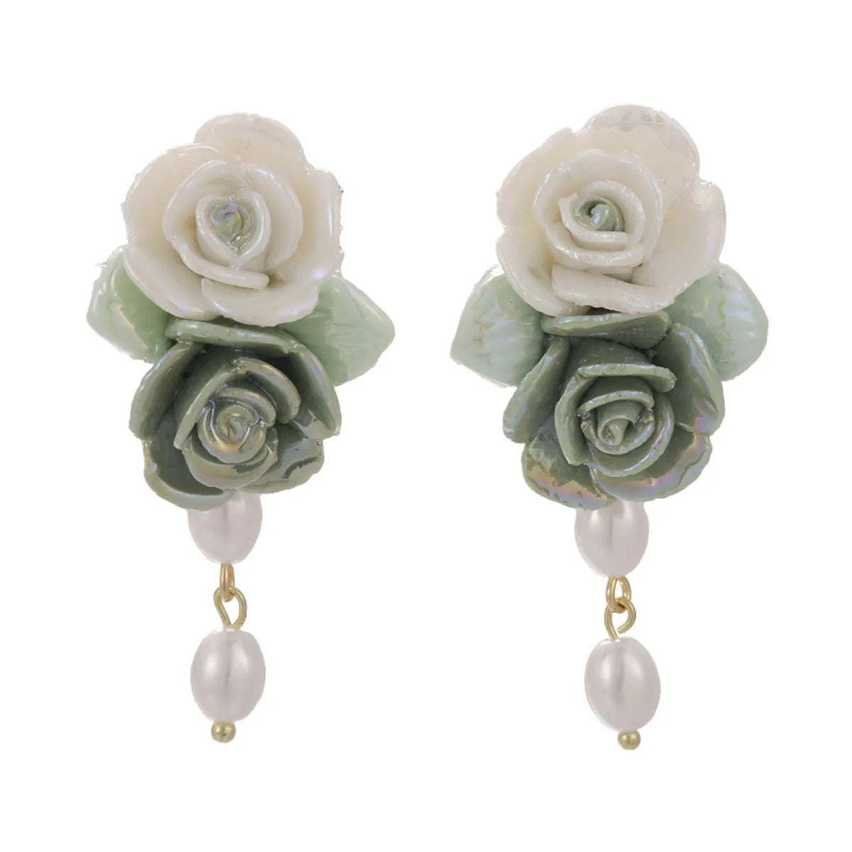 1 Pair Simple Style Classic Style Flower Patchwork Stoving Varnish Resin Drop Earrings